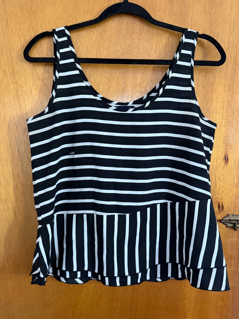 GAP Black and White Striped Peplum Tank